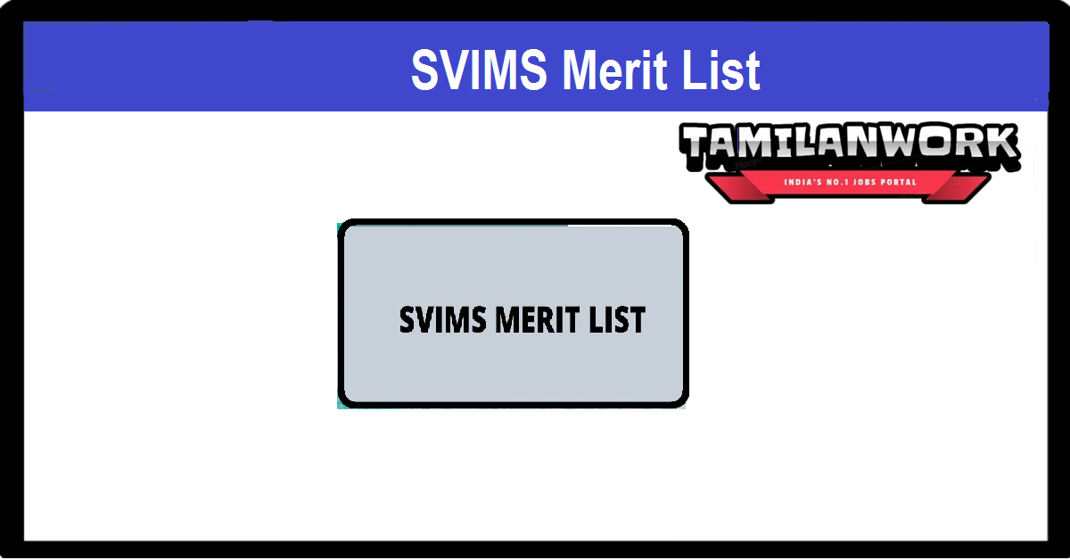 SVIMS Paramedical Merit List