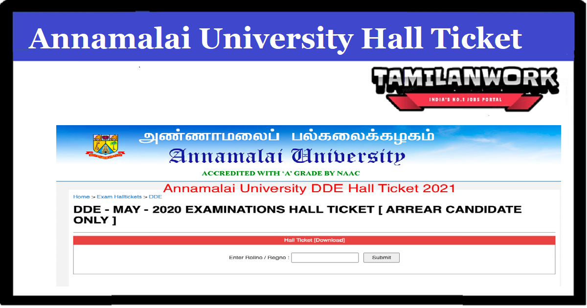 Annamalai University DDE Hall Ticket