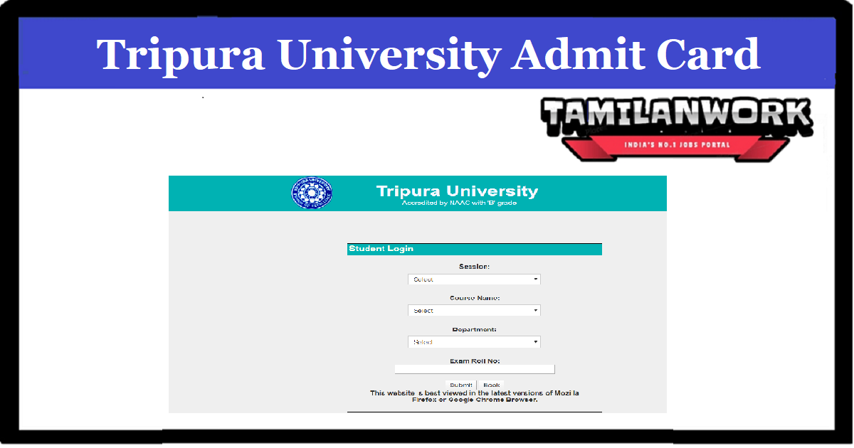 Tripura University Admit Card