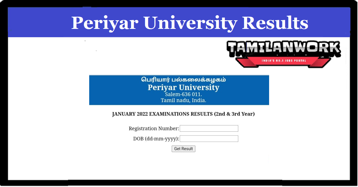 Periyar University UG Result 2022