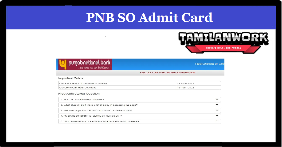 PNB SO Admit Card