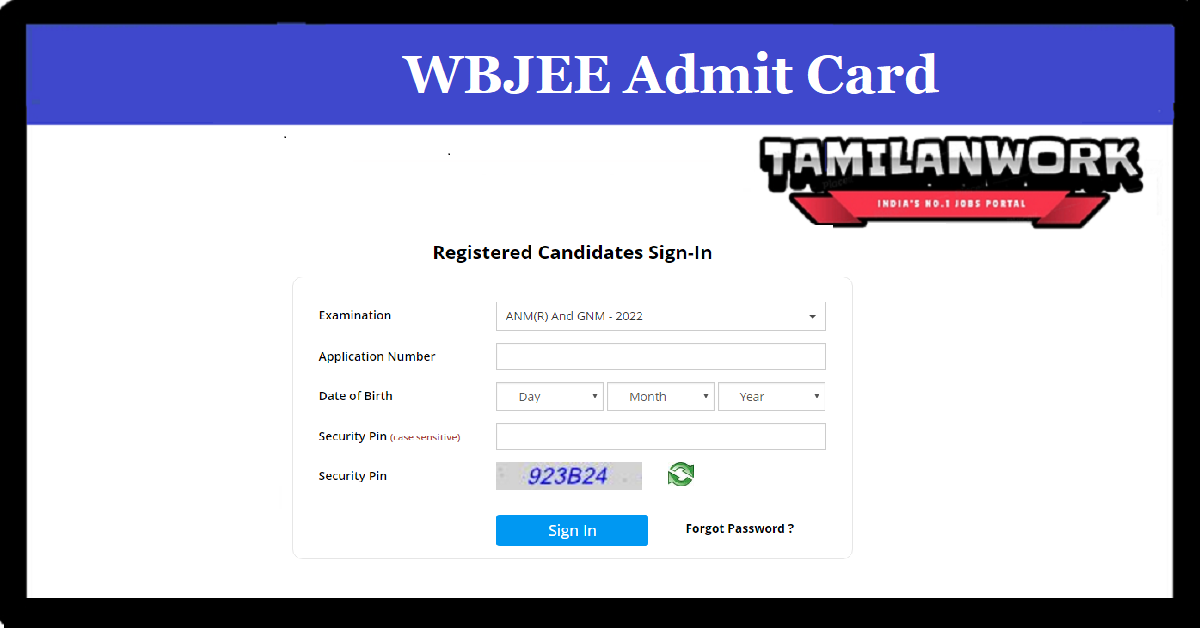 WBJEE ANM GNM Admit Card