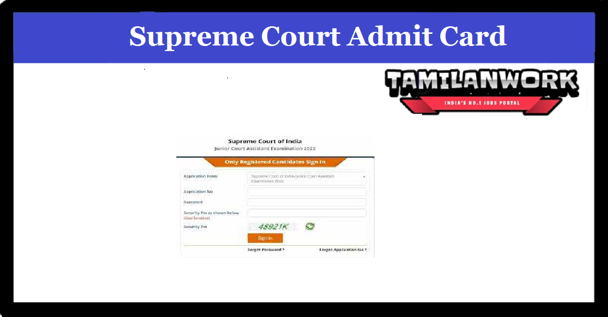 Supreme Court JCA Admit Card