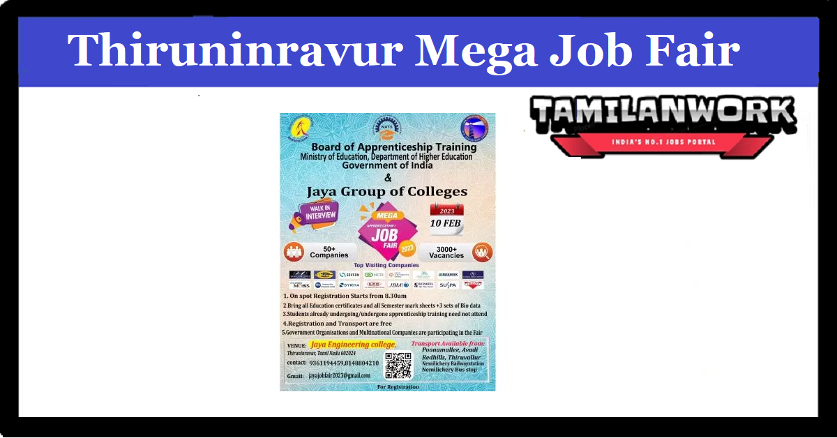 Thiruninravur Mega Job Fair 2023