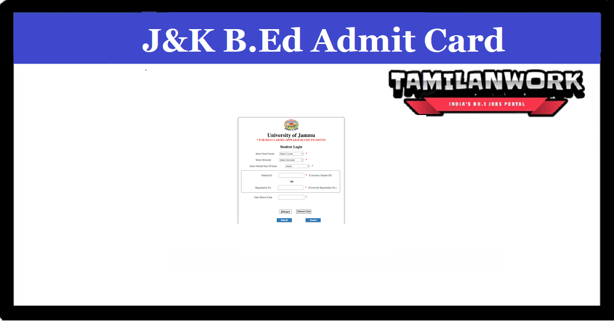 Jammu & Kashmir B.Ed Admit Card 2023