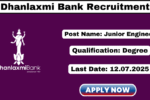 👍 Dhanlaxmi Bank Recruitment 2025 Apply Junior Officers Jobs