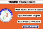 TNSDC Recruitment 2025 Apply Senior Associate Jobs