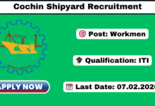 Cochin Shipyard Recruitment 2026 Apply 260 Workmen Posts Cochin Shipyard Recruitment 2026