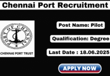 Chennai Port Trust Recruitment 2025