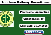Southern Railway Recruitment 2025