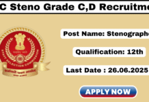 SSC Stenographer Grade C D Recruitment 2025