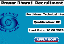 Prasar Bharati Recruitment 2025
