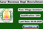 Karur Village Assistant Recruitment 2025 Apply 27 Grama Uthaviyalar Jobs