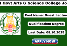 TN Govt Arts & Science College Recruitment