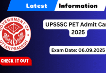 UPSSSC PET Admit Card 2025 Download @upsssc.gov.in UPSSSC PET Admit Card 2025