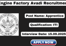 Engine Factory Avadi Recruitment 2025