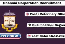 Chennai Corporation Recruitment 2025 | Apply Now! Chennai Corporation Recruitment 2025