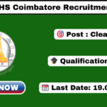 DHS Coimbatore Recruitment 2026 Apply 32 Cleaner Jobs DHS Coimbatore Recruitment 2026