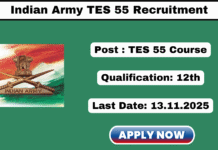 Indian Army TES 55 Recruitment 2025