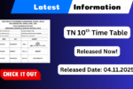TN 10th Public Exam Time Table 2025