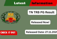 TN TRB PG Result 2025 Check Part A, Part B Result Pdf TN TRB PG Result 2025