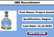 IMD Recruitment 2025 Apply 134 Scientific Assistant Jobs IMD Recruitment 2025