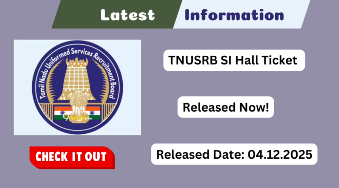 TNUSRB SI Hall Ticket 2025