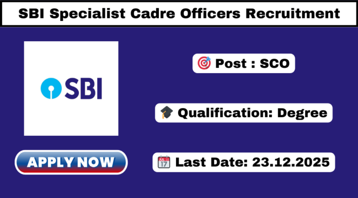 SBI Specialist Cadre Officers Recruitment