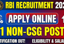 RBI Recruitment 2026 Apply Online for 21 Non-CSG Posts RBI Recruitment 2026
