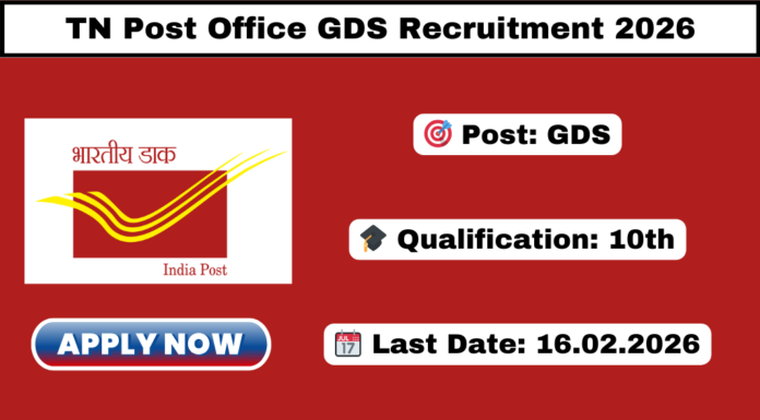 TN Post Office GDS Recruitment 2026 TN Post Office GDS Recruitment 2026