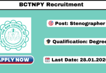 BCTNPY Recruitment 2026 Apply 02 Stenographer Posts BCTNPY Recruitment 2026