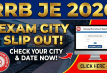RRB JE Exam City Intimation Slip 2026 CEN 05/2025 Out @ rrbapply.gov.in RRB JE Exam City Intimation Slip 2026