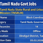 TNSRLM Dindigul Recruitment 2026 Apply Offline for 14 Block Coordinator Posts TNSRLM Dindigul Recruitment 2026