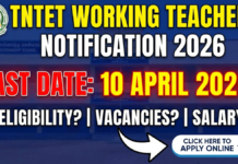 TNTET Working Teachers Notification 2026 Apply Online TNTET Working Teachers Notification 2026