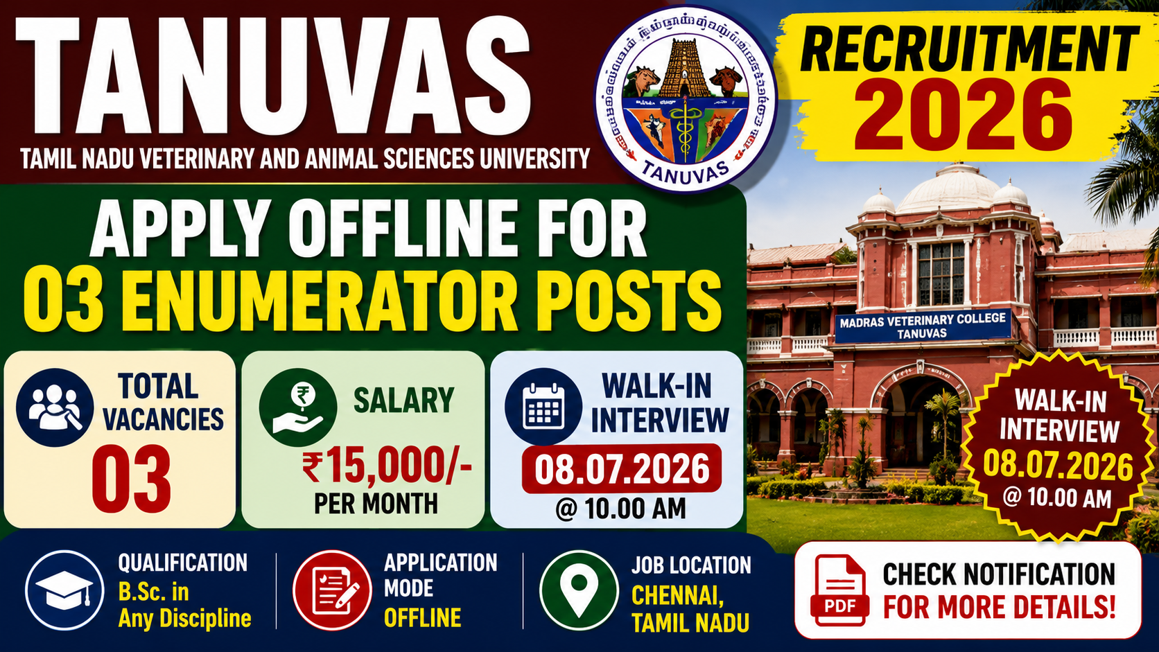 TANUVAS Recruitment 2026