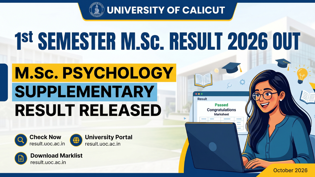 Calicut University 1st Semester M.Sc Result 2026