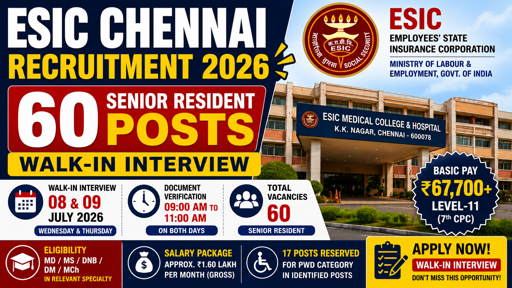 ESIC Chennai Recruitment 2026