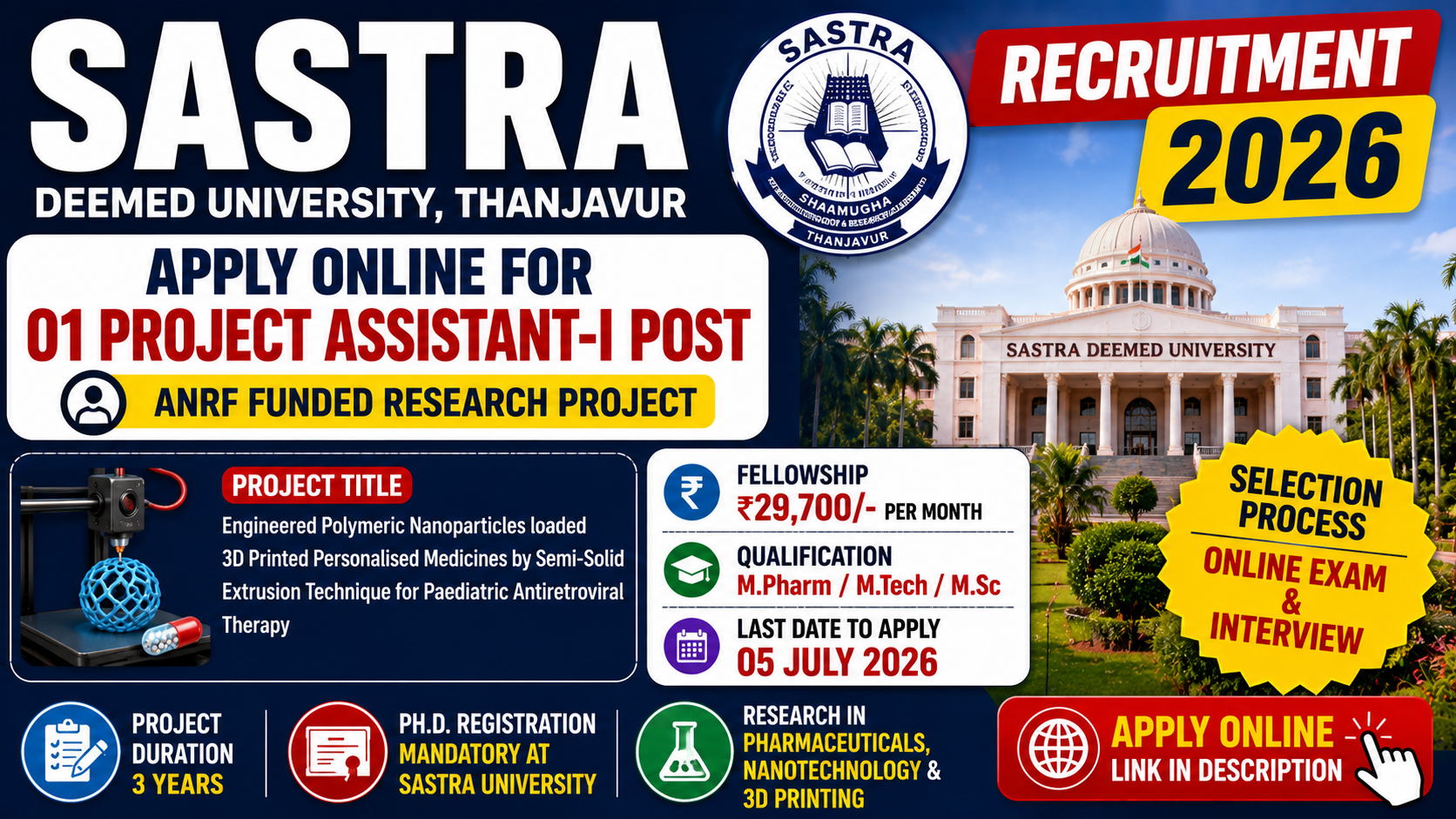 SASTRA University Recruitment 2026