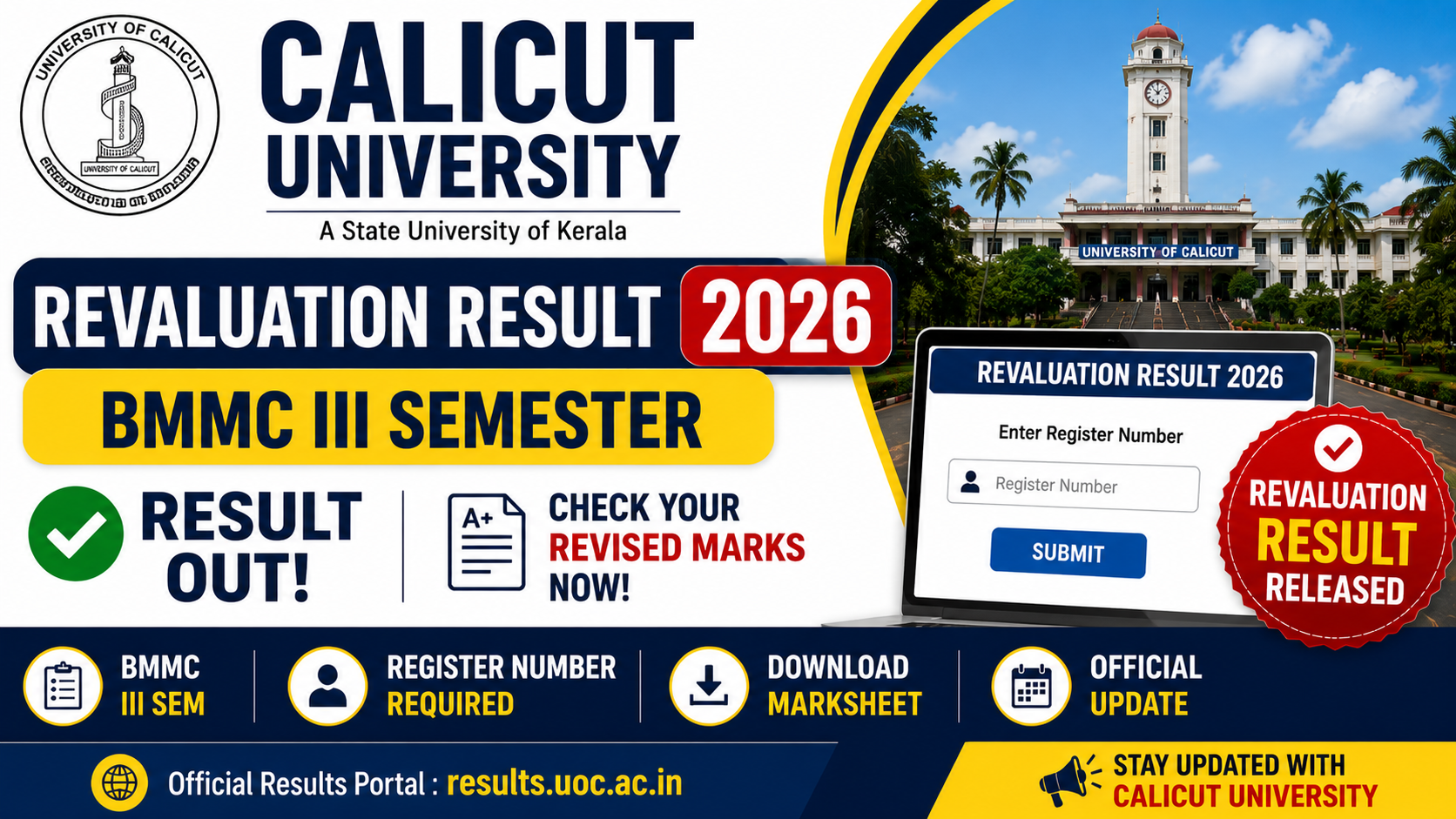 Calicut University Revaluation Result 2026