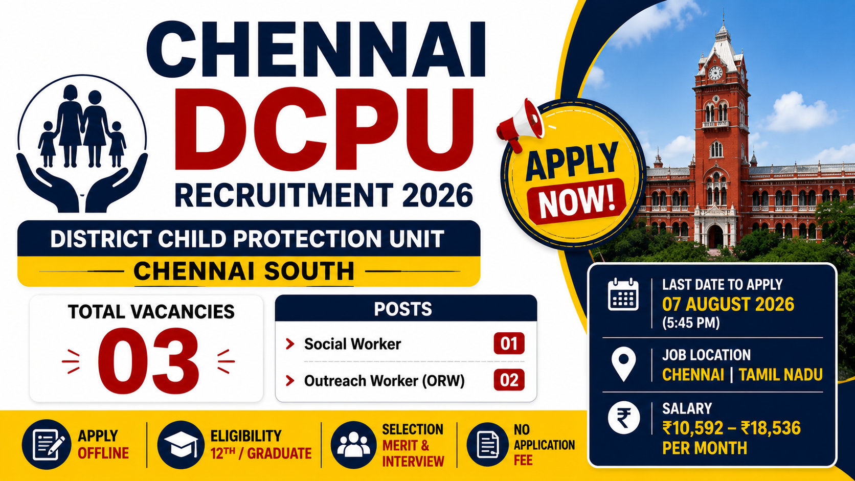 Chennai DCPU Recruitment 2026