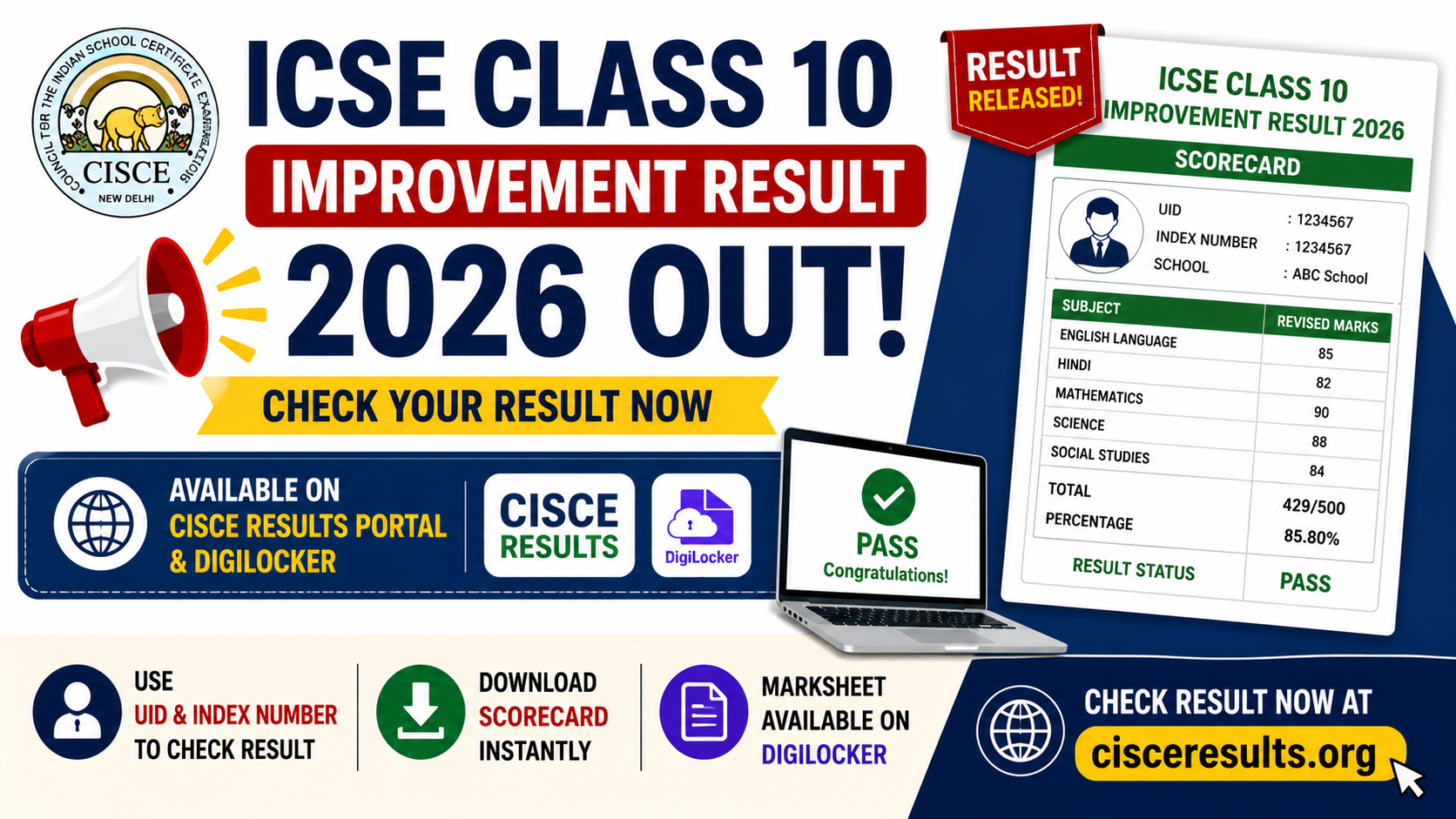 ICSE Class 10 Improvement Result 2026