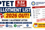 PTET College B.Ed 2nd Year Allotment List 2026