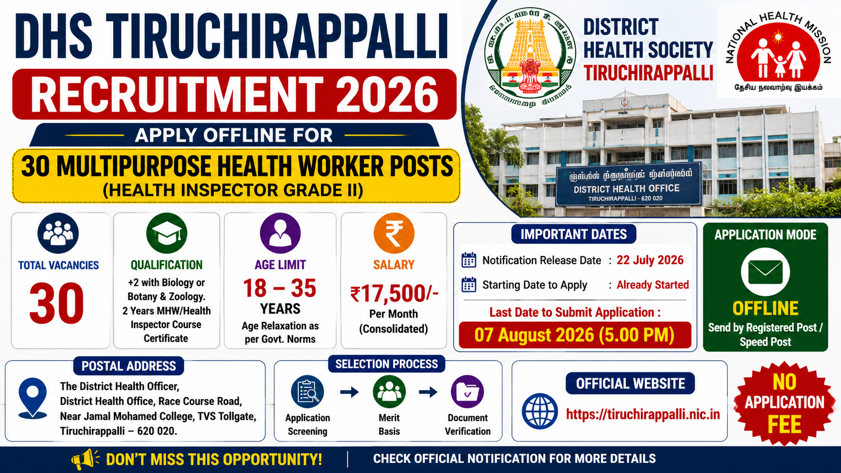 DHS Tiruchirappalli Recruitment 2026