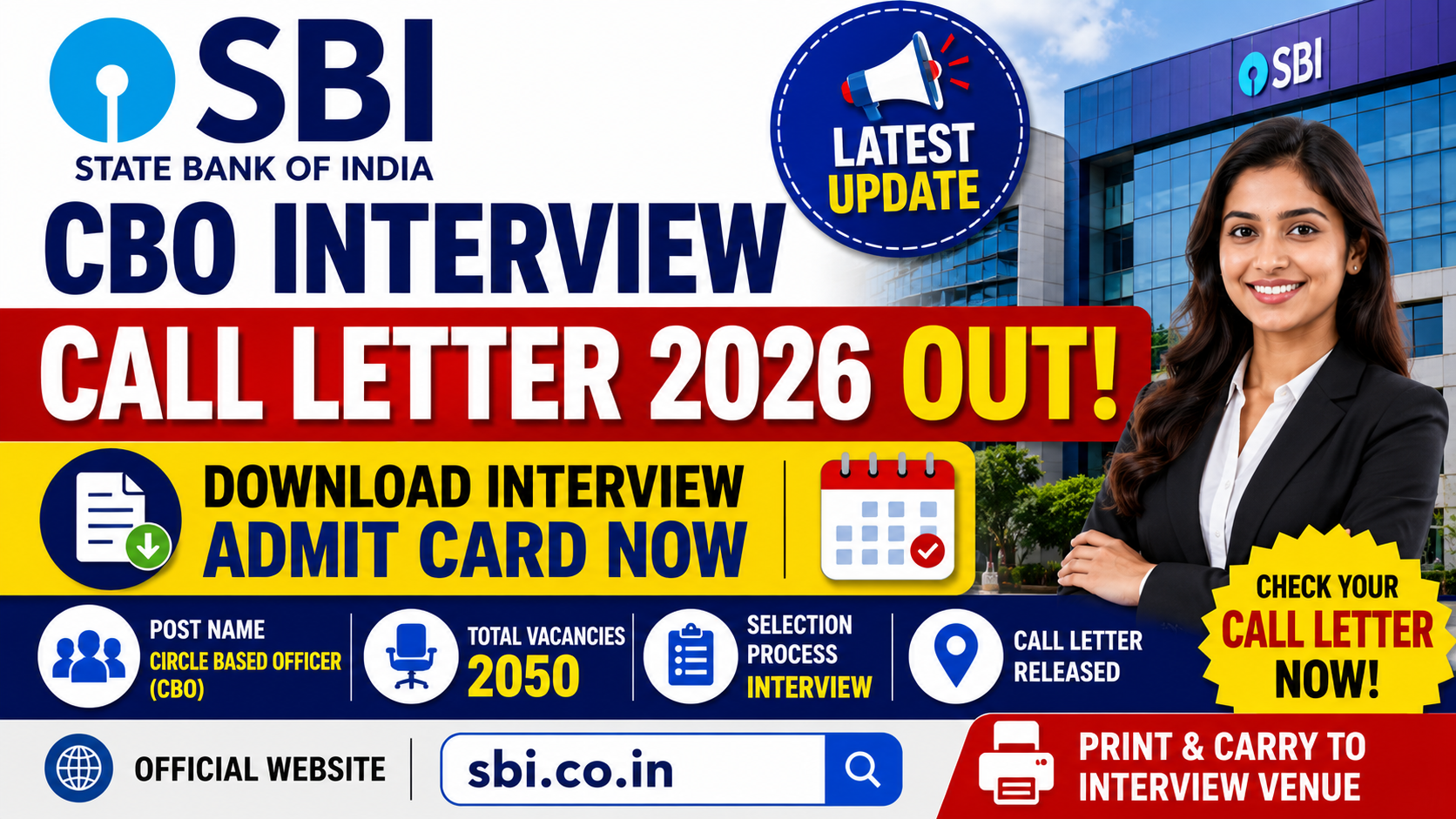 SBI CBO Interview Call Letter 2026