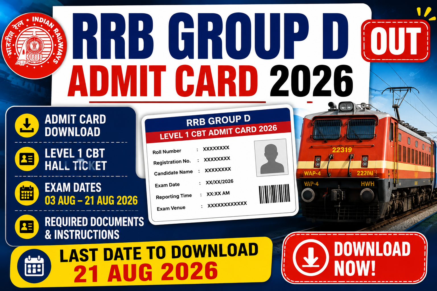 RRB Group D Admit Card 2026