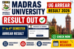 Madras University UG Arrear Result 2026