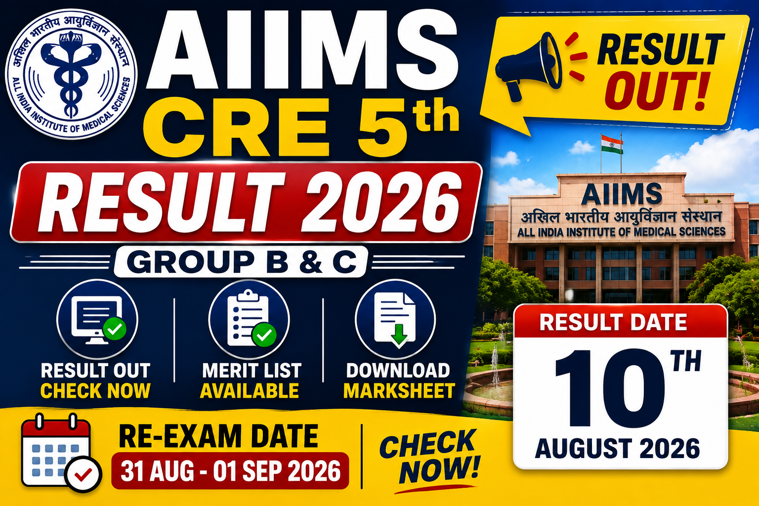 AIIMS CRE 5th Result 2026