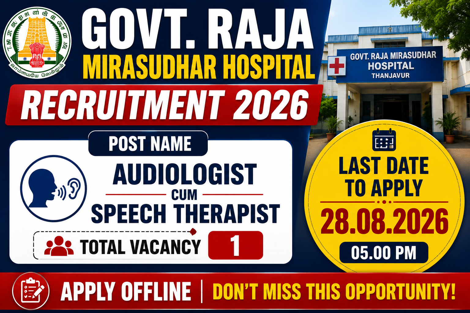 Govt. Raja Mirasudhar Hospital Recruitment 2026