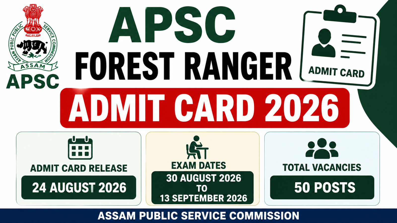 APSC Forest Ranger Admit Card 2026