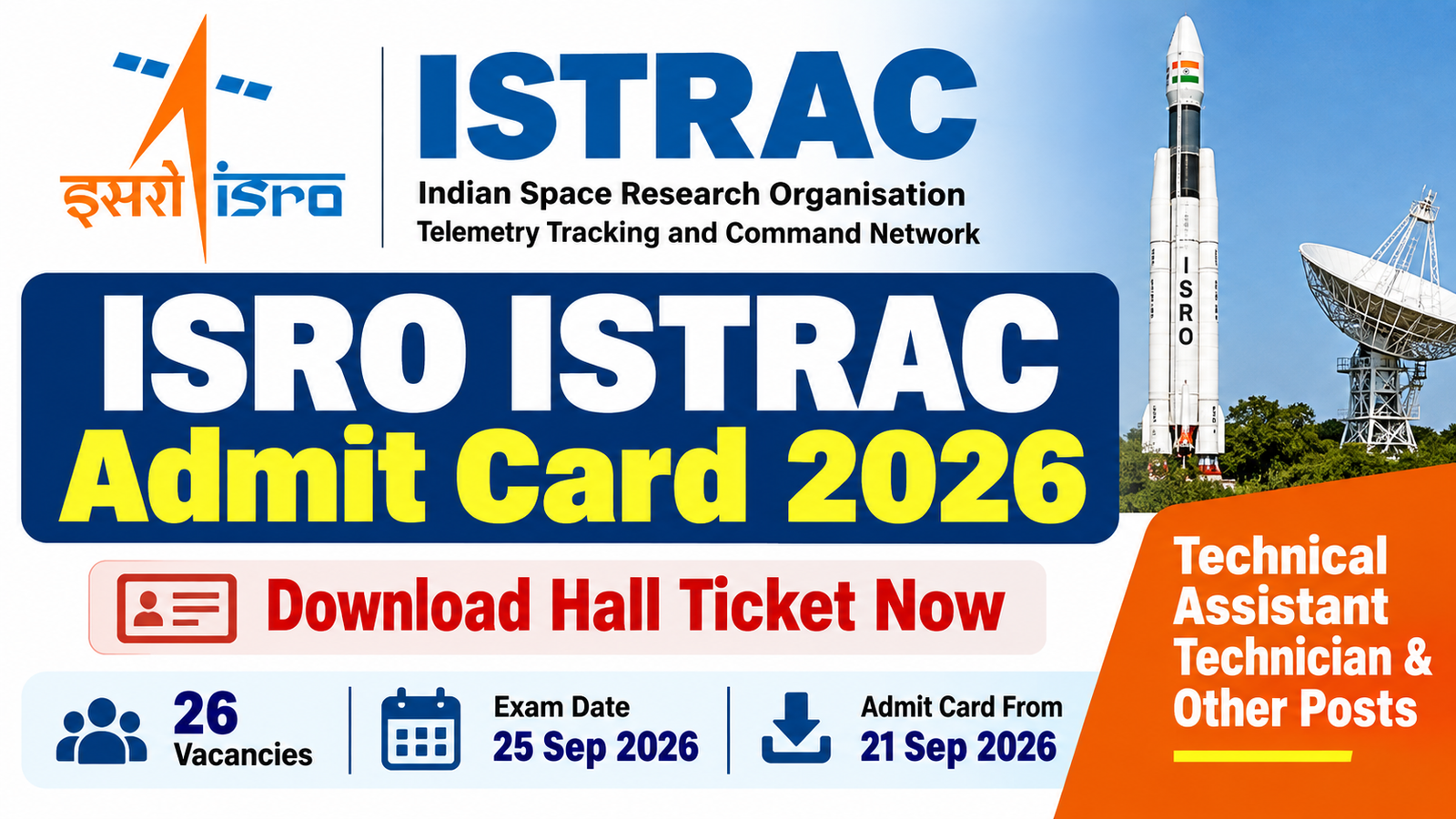 ISRO ISTRAC Admit Card 2026